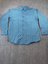 Ariat Mens Cotton Teal/blue Print Long Sleeve Button Down Shirt Large Floral