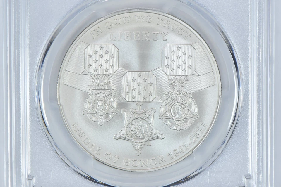 2011-S Medal Of Honor Commemorative Silver Dollar MS70 PCGS Blue Label *2617 - Image 3 of 4