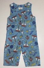 Vtg 24 Month Health-Tex Overalls Blue Nautical Sailboat Anchor Theme