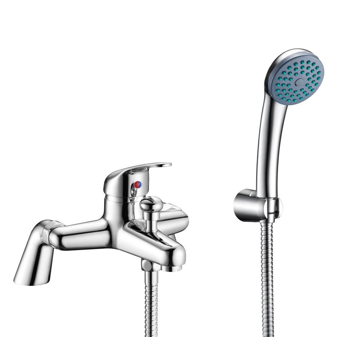 Bath Shower Mixer with Hose Pipe and Shower, Bathroom Tub Single Lever Mono Basin Shower Mixer, G3/4" Chrome Finished Taps, Shower Attachment for Bath Taps - Image 2