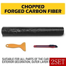 Black Forged Carbon Fiber Vinyl Wrap Roll Car Interior Wrap Stickers 2SET