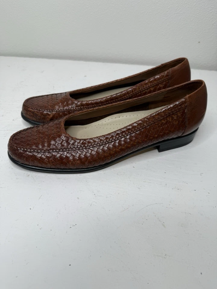 Zapatos Mocasines Trotters Lane Marrón Tejido Cuero Sin Cordones Para Mujer Talla 7 Estrechos Foto 4 de 4