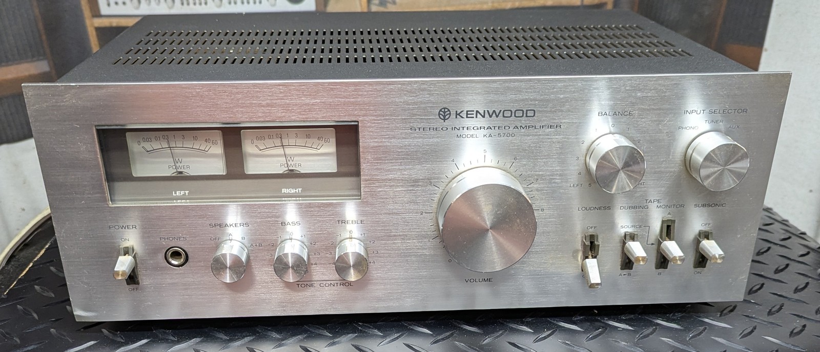Kenwood KA-5700 integrated amplifier with analog watt meters. Classic silver