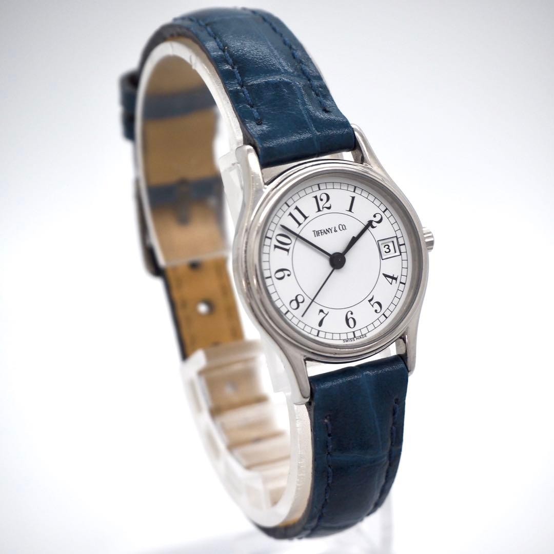 Tiffany Watch White Classic Ladies Blue Date TIFFANY,18038 image 2