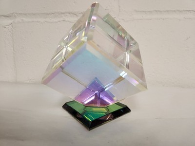 Dichroic Iridescent Crystal Glass Optical Cube