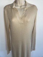 NWT Nude Bodycon Maxi Dress Long Sleeve Soft Collar 12 Made In Turkey New