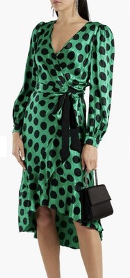Diane von Furstenberg Women's Porto Wrap Dress Size 16 Polka Dot