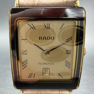 Rado Florence Watch Men 24mm Gold Dial Gold Tone Date 160.3605.2N
