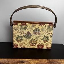 Vintage Carpet Bag Floral Top Handle Tapestry Boho Chic Purse Handbag Hinged USA
