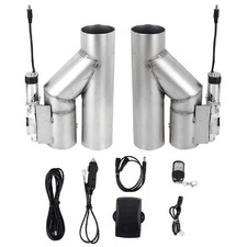 2Pcs 3" Electric Exhaust Y-Pipe Single Exit Valve W/ Controller Remote Kit
