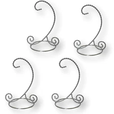 Silver Christmas Ornament Stands - Set of 4 Twisted Silver Display Stands - 7...
