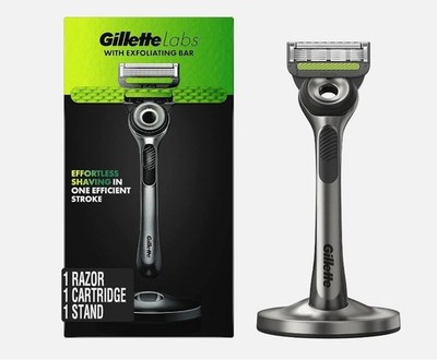 Gillette Labs Mens 5-Blade Razor Handle w/ 2 Cartridge & 1 Razor Stand