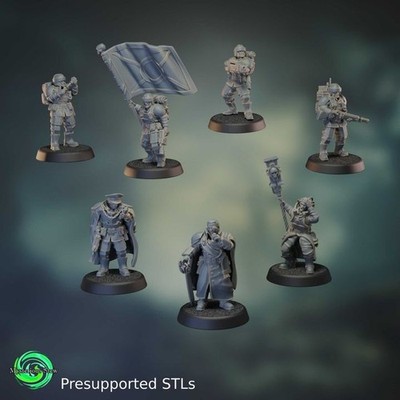 Command Squad - 3D Printed - Grimdark Tabletop Games - Proxy