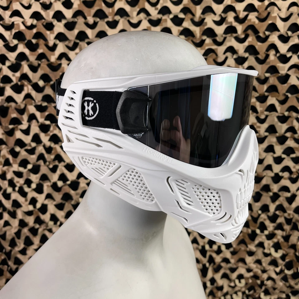 Новая тепловая маска для пейнтбола с черепом HK Army HSTL — призрак (белая с дымчатыми линзами) - Изображение 3 из 4