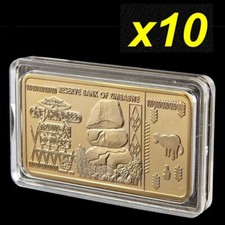 10 pezzi Zimbabwe 100 trilioni di dollari lingotti d'oro lingotti lingotti ba...