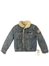 Polo Ralph Lauren Boys Denim Trucker Jacket Fleece Kids 5 Toddler American Flag