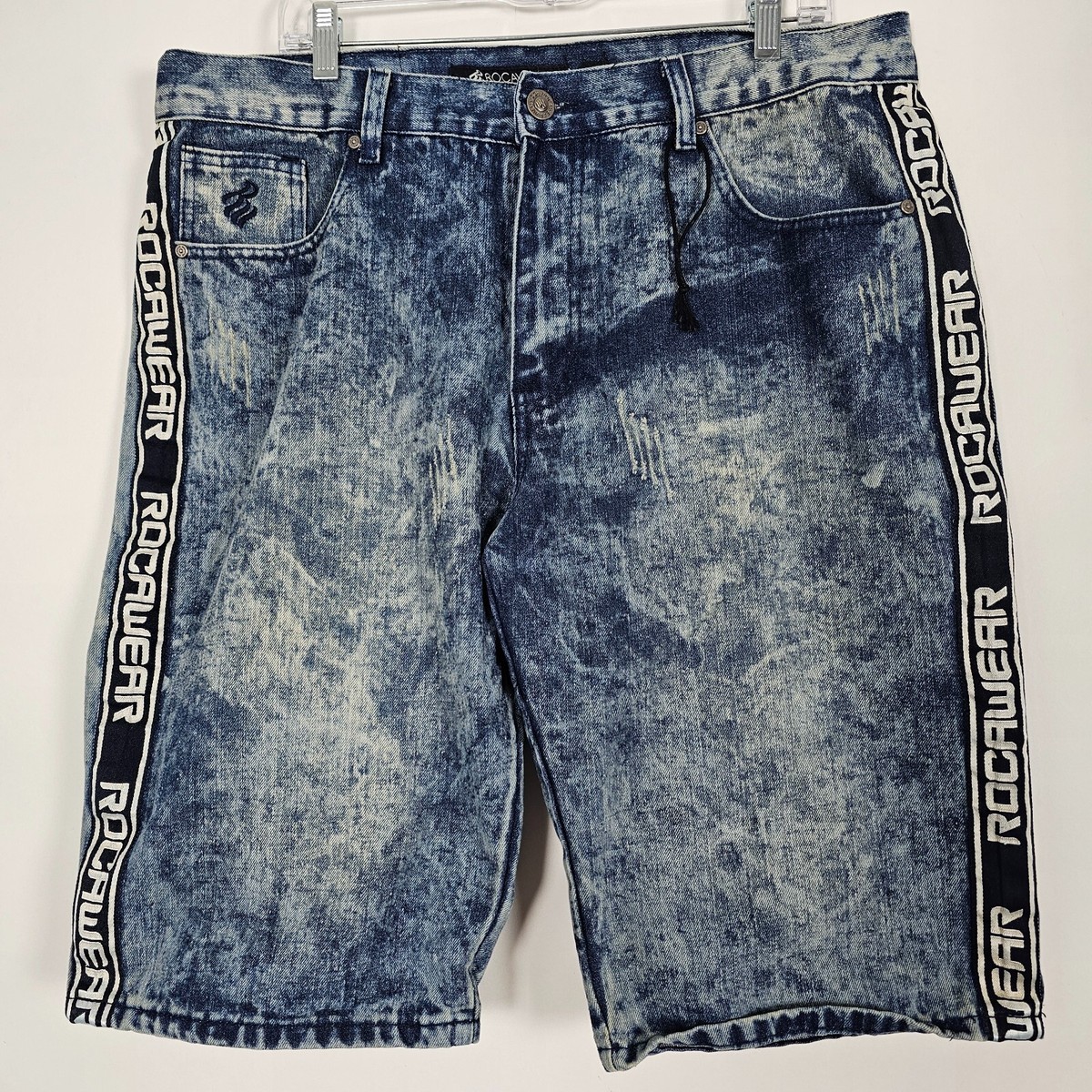 ロカウェア　ショーツ　Jorts Rocawear Y2K Hip Hop Skater Jorts Mens Size 36 Blue Denim