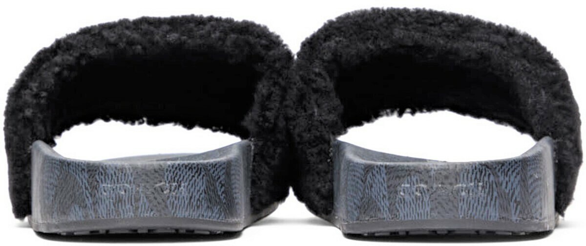 Coach Men\'s Signature Pool Slides with Shearling Upper Size: 7 D Black C5973 COACH  main image 4
