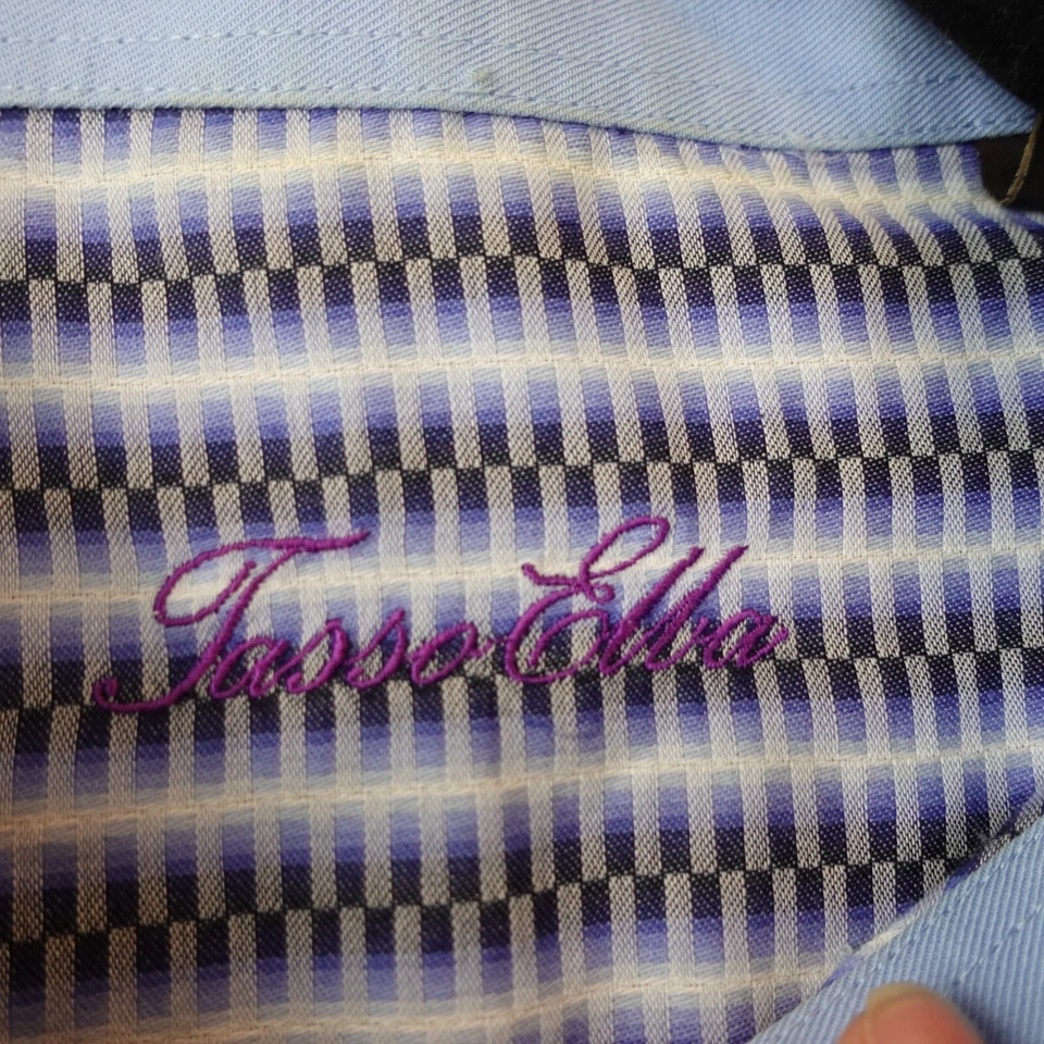 Camisa de vestir psicodélica costera con botones para hombre XXL azul TASSO ELBA Preppy Cruise Foto 3 de 4