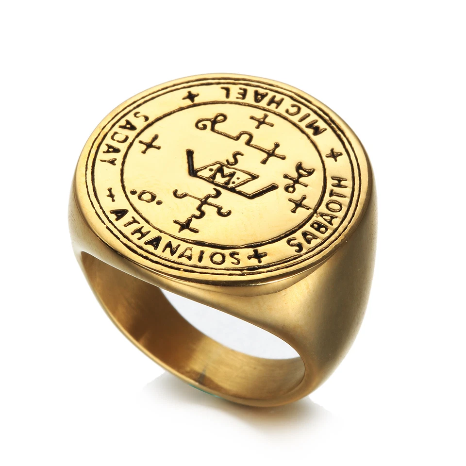 Solomon Sabaoth Michael Cross Amulet Ring Stainless Steel Men Women Lucky Ring - Image 4 of 4