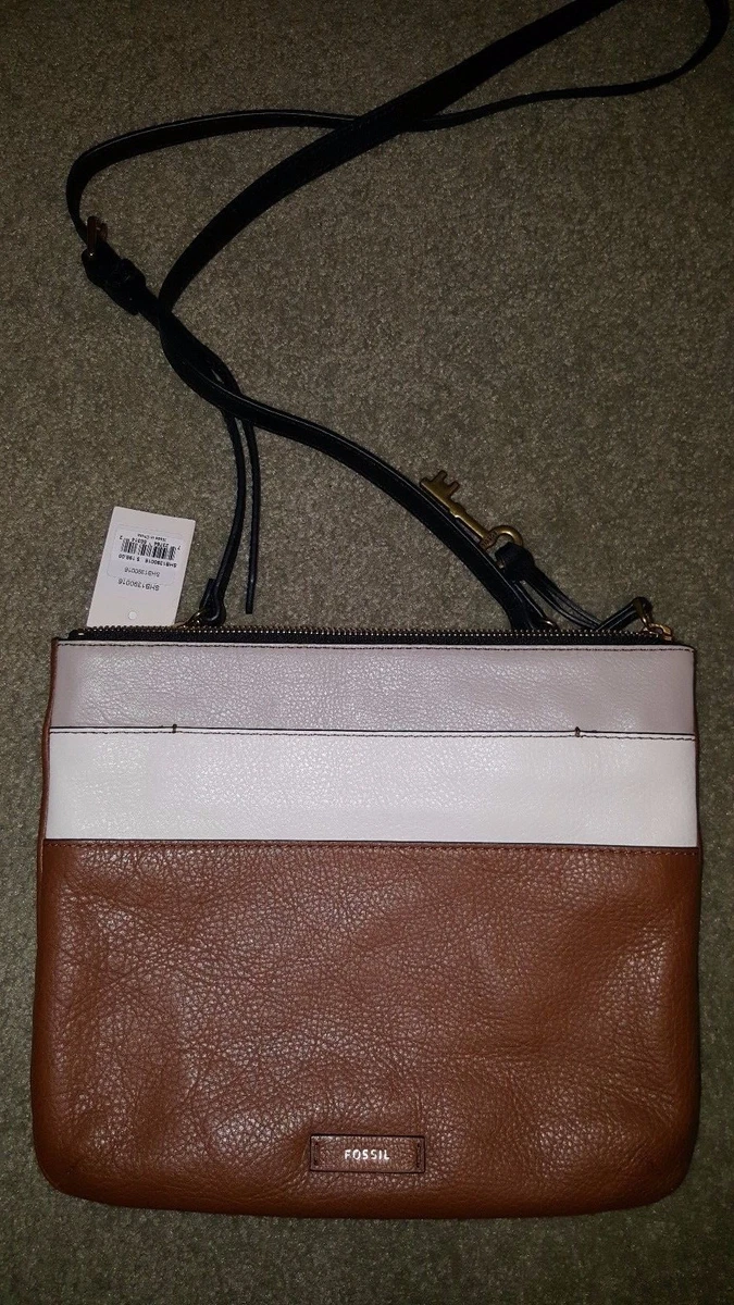 Fossil JULIA SHB1390016 Cognac Multi Genuine Leather Large Crossbody Bag NWT