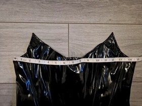 Vintage Ann Summers Black PVC Boned Basque Top Size Small 