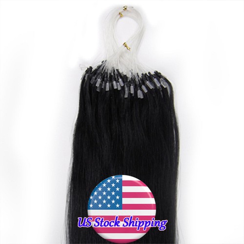 Micro Ring Loop Tip Remy Human Hair Extensions Silky Straight Micro Bead Link US - Picture 16 of 84