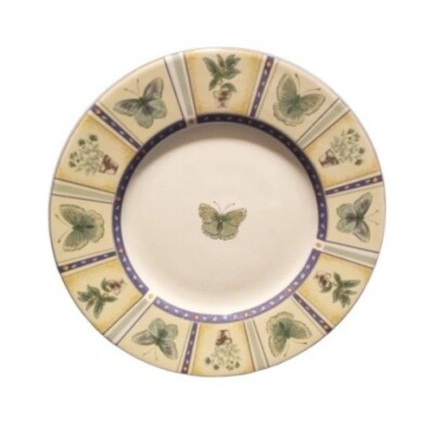 Gibson Designs SPRING MONARK 4-Rim Soup Bowls 8 1/2'' D Butterfly Plant Panels