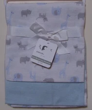Boys Emporio Baby 2 Pk Limited Edition Kids Blue White Safari Receiving Blankets