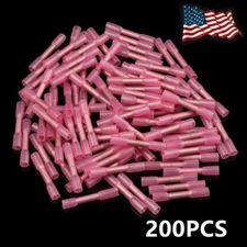 200Pcs Red 22-18 Heat Shrink Butt Connectors Waterproof Wire Crimp Terminal Kit
