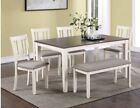 7-Piece Dining Table Set for 6 with Fabric Upholstered Chairs Wood Kitchen Table