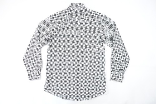 Alfani Geo Estampado Gris Blanco Reg 14-14.5 32-33 Elástico Botón Frontal Camisa - Imagen 8 de 8