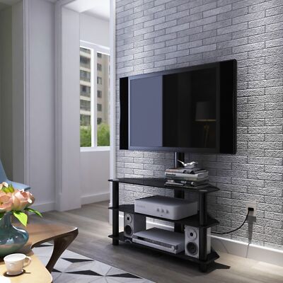 3-Tier Multi-function TV Stand Height Adjustable Bracket Swivel for 32''-65'' TV