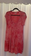 UMGEE Women’s S Dress Coral Midi Short Sleeve V Neck Flowy Soft Boho Festival