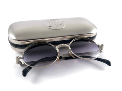 NEW JEAN PAUL GAULTIER 56 4175 SILVER METAL JET ACCENTS GREY LENS