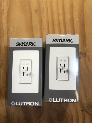 Two Lutron S2-LFSQ-WH Skylark Dimmer & Fan Controls - White - Picture 1 of 3