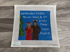 COOPER OAKS MEDGE THE BEAR HANDPAINTED NEEDLEPOINT CANVAS EARL FACEBOOK POKE