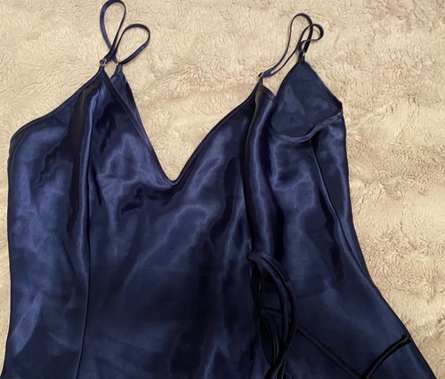 Vintage Frederick’s Of Hollywood Satin nightgown Chemise Lingerie Blue - Picture 6 of 9
