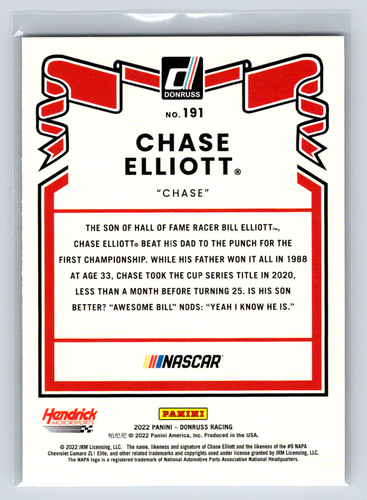 2022 Donruss Racing #191 Chase Elliott silber parallel - Bild 2 von 2