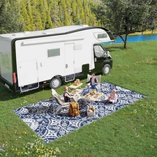 9x18 ft Outdoor Rug for Patio Waterproof Reversible RV Camping Area Mat Carpet