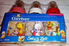 3 Vintage Gerber Baby Bottles Suzy's Zoo 5 oz. Rubber Nipples 1998