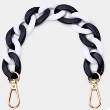 Handheld Chain Strap, Black & White, Lobster Claw Clip For Bags And Purses