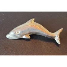 Sterling Silver Dolphin Pin, Marked Orabase, 1960s-70s,  10g, 2.5"