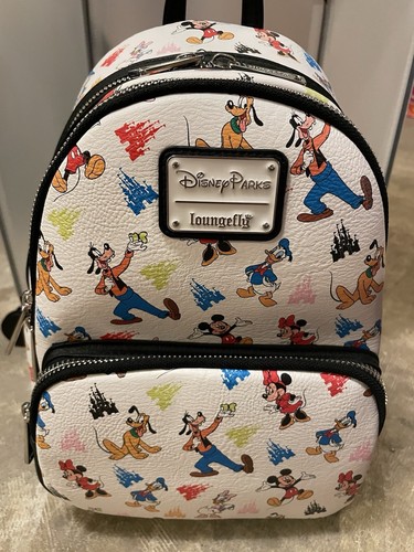 2024 Disney Parks Fab 5 Mickey Minnie Goofy Donald Pluto Loungefly Mini Backpack