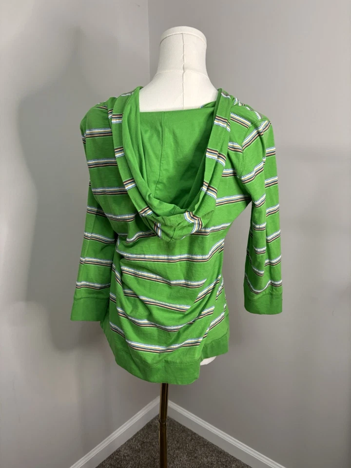 Ralph Lauren 绿色连帽衫,多色条纹和系带,正面,尺寸 L — 第 2/4 张图片