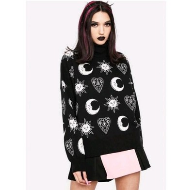Dangerfield-Black Friday Knit sweater jumper. moon sun pointer. Oversized Size M