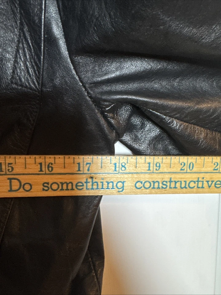 Women’s Berman’s The Leather Experts Black Genuine Leather Jacket Size 16 Korea - Image 4 of 4