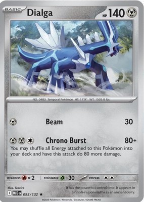 Dialga 095/132 Pokémon ME01: Mega Evolution Holo Rare 2025 NM