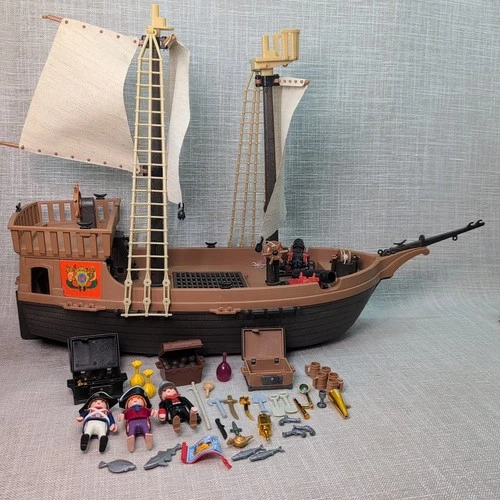 PLAYMOBIL  Pirate Ship 3050 W/ Additional Accessories-Rare Vintage-Not complete