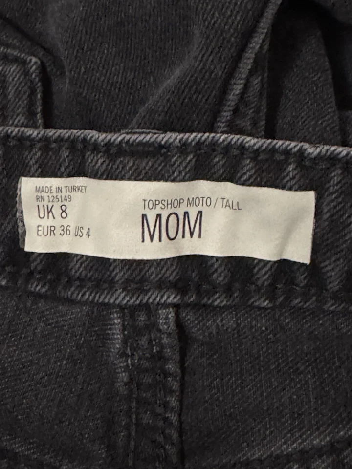 Pantalones Cortos Topshop Moto Mom Para Mujer Denim Corte Envejecido Dobladillo Crudo Negro Talla 8 Foto 4 de 4